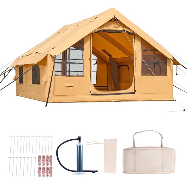 Uppblåsbart Tält för Camping, 5-8 Personers Glampingtält, Med Pump, Lätt att Montera