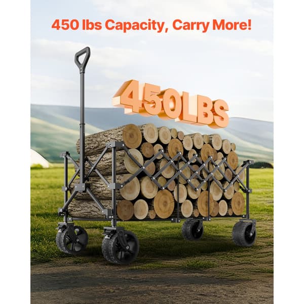 Hopfällbara Vagnar 300L & 450LB, Heavy Duty Trädgårdsvagn, Förlängd och Robust