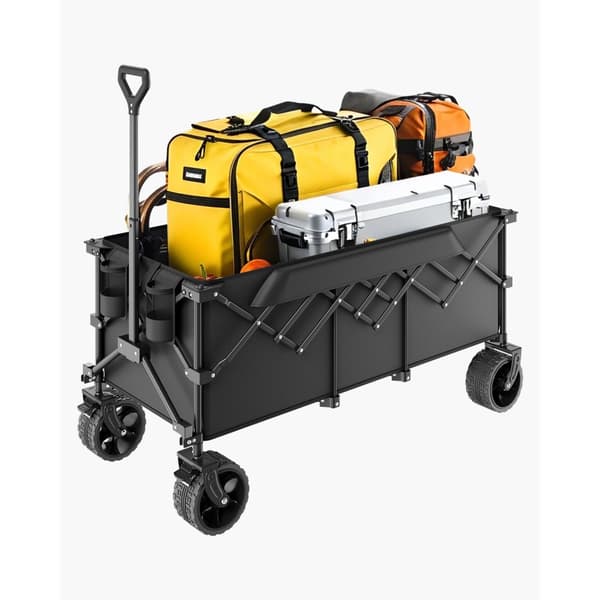 Hopfällbara Vagnar 300L & 450LB, Heavy Duty Trädgårdsvagn, Förlängd och Robust