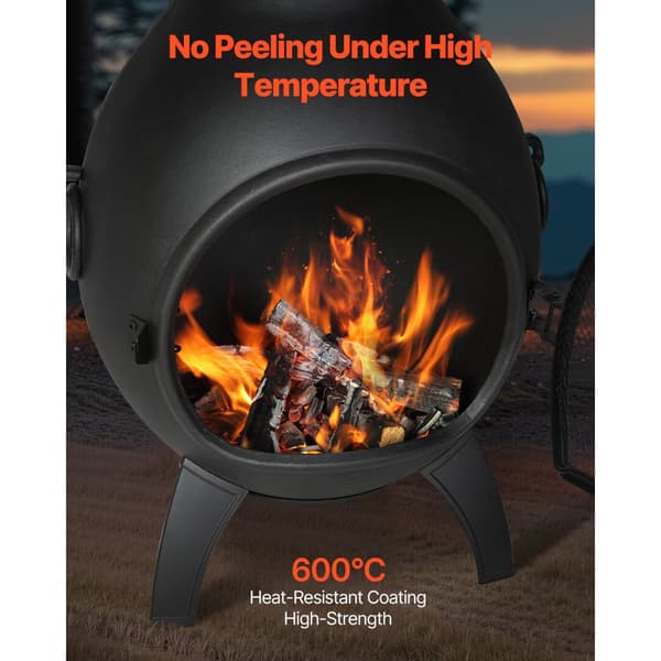 22 tommer Chiminea, Udendørs Aluminium Pejs, med Grillnet og Skorstensbelægning