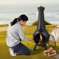 Miniatyrbillede 9 af 11: 22 tommer Chiminea, Udendørs Aluminium Pejs, med Grillnet og Skorstensbelægning