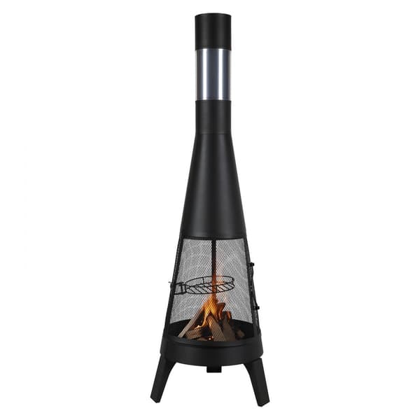 Chiminea utomhuseldstad 20 tum, vedeldad, med grillnät och skorstensbeläggning