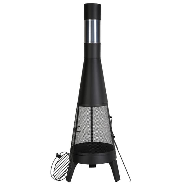 Chiminea utomhuseldstad 20 tum, vedeldad, med grillnät och skorstensbeläggning
