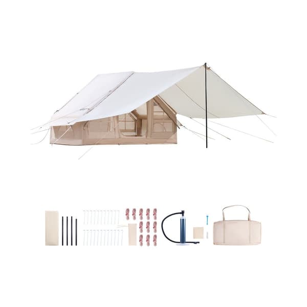 Puhallettava retkeilyteltta 3-5 hengelle, Glamping-teltta, sisältää pumpun