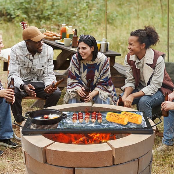 32 Suorakaiteen Muotoinen Keittoritilä, X-Marks Fire Pit -Grilliritilä, Raskaskäyttöinen Teräsrakenne