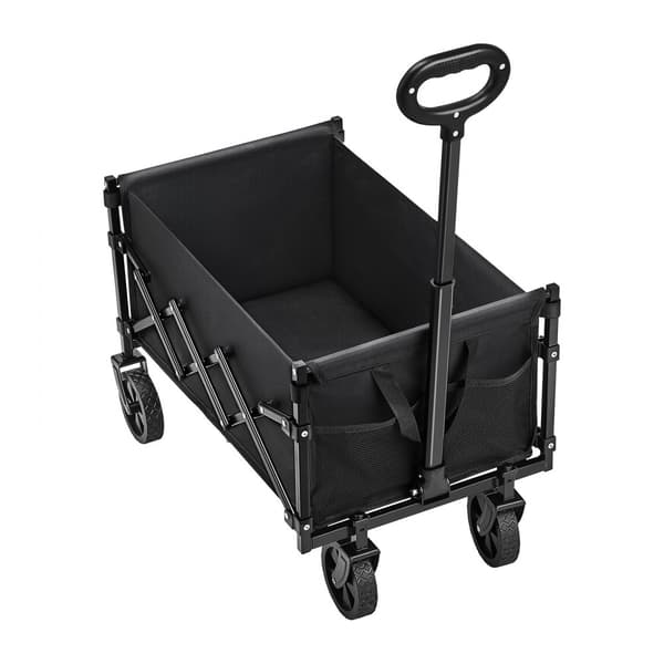 Sammenklappelig Havevogn 120L & 225LBS, Sort, Heavy Duty, Foldebar model, Nem til opbevaring
