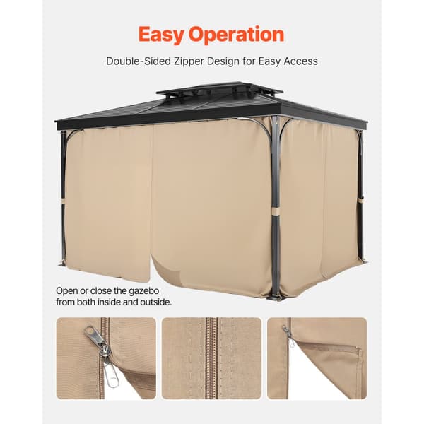 Gazebo Privatlivsgardin, 10' x 10' x 6,7', Vattentäta Gazebo Gardiner Khaki