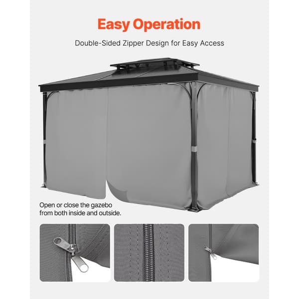 Yksityisyysverho Gazebo, malli 10' x 10' x 6,7', Vedenpitävä, Harmaa