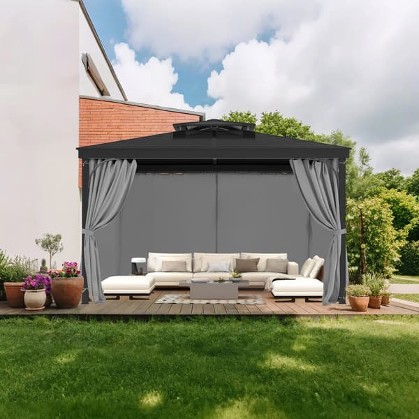 Yksityisyysverho Gazebo, malli 10' x 10' x 6,7', Vedenpitävä, Harmaa