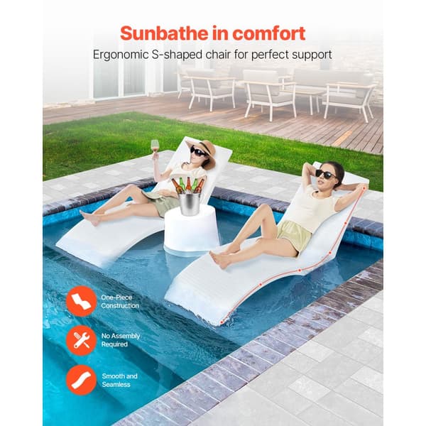In-Pool Lounge Stole, Chaiselong, 2 Stk, Indendørs Pool, Solhylde Liggestol, Vandafvisende, Holdbart Materiale
