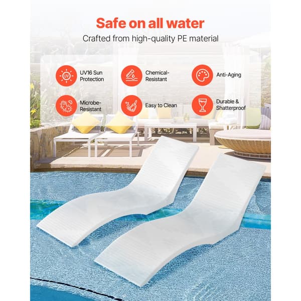 In-Pool Lounge Stole, Chaiselong, 2 Stk, Indendørs Pool, Solhylde Liggestol, Vandafvisende, Holdbart Materiale