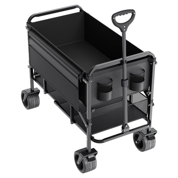 Dubbeldäckare Hopfällbar Vagn, Kapacitet 300L & 450 lbs, Tung Uppgift, Robust och Praktiskt