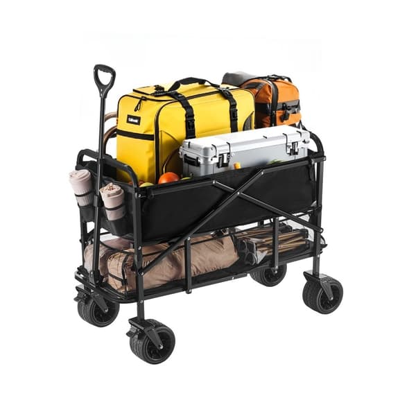 Dubbeldäckare Hopfällbar Vagn, Kapacitet 300L & 450 lbs, Tung Uppgift, Robust och Praktiskt