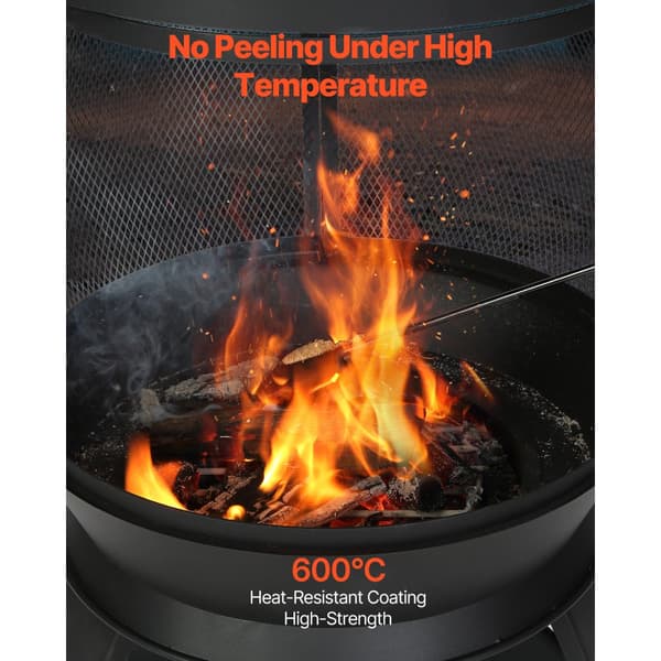 22-tums Chiminea Utomhusspis i Järn, med Grillnät och Skorstensbeläggning, Robust och Väderbeständig