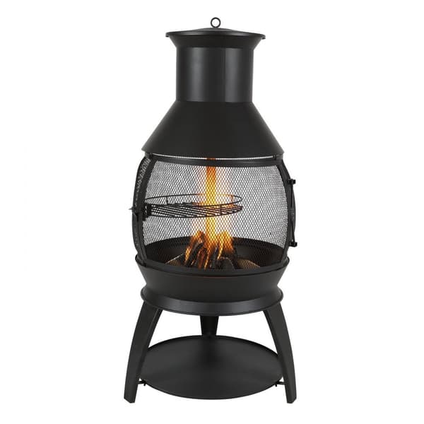 22-tums Chiminea Utomhusspis i Järn, med Grillnät och Skorstensbeläggning, Robust och Väderbeständig