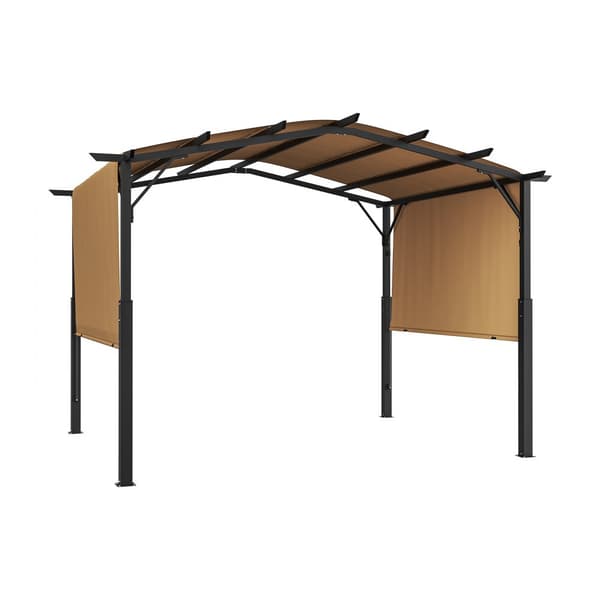 10 x 10 jalkaa ulkokäyttöinen, sisäänvedettävä pergolakatos, kaareva yläosa, metallipergola