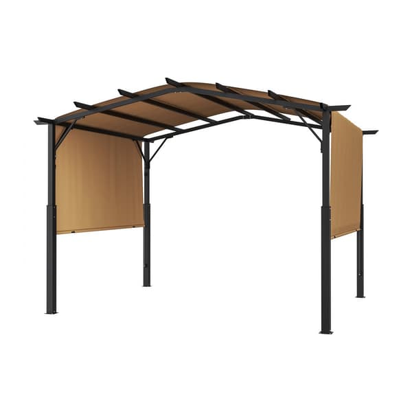 10 x 10 jalkaa ulkokäyttöinen, sisäänvedettävä pergolakatos, kaareva yläosa, metallipergola