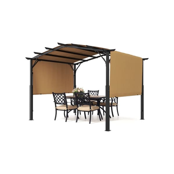 10 x 10 jalkaa ulkokäyttöinen, sisäänvedettävä pergolakatos, kaareva yläosa, metallipergola