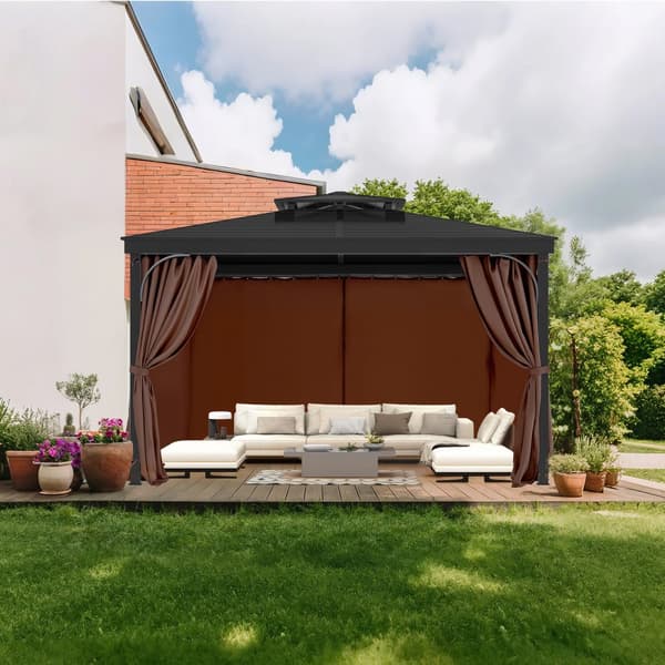 Yksityisyyden suojaverho Gazebo, 12'x12'x6.9' malli, Vedenpitävä Kahvi-väri