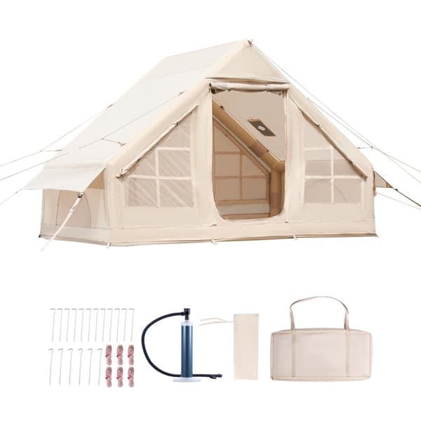 Puhallettava Retkeilyteltta 3-5 Hengelle, Glamping-teltta Pumpun Kanssa, Helppo Pystytyssysteemi