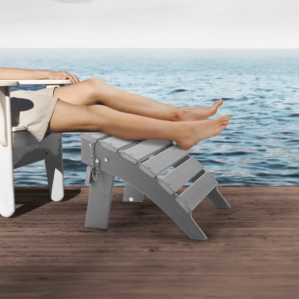 Adirondack Ottoman 16,9 L x 18,9 W x 13 H tuumaa, HDPE kokoontaittuva jalkatuki, harmaa
