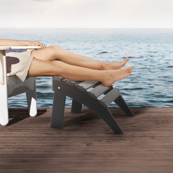 Adirondack Ottoman 18,7L x 19,7W x 13H tuumaa, taitettava HDPE-jalkatuki, musta