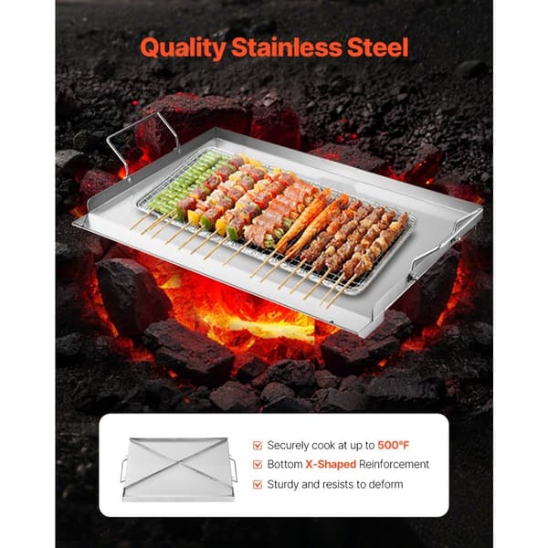 23x16 Flad Top Bageplade, Rustfrit Stål, Universal BBQ Grillpande, Køkkenredskaber af Høj Kvalitet