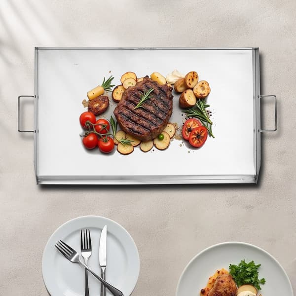 36x22 Platt Grillgaller, Universal BBQ Grillpanna i Rostfritt Stål, Köksredskap