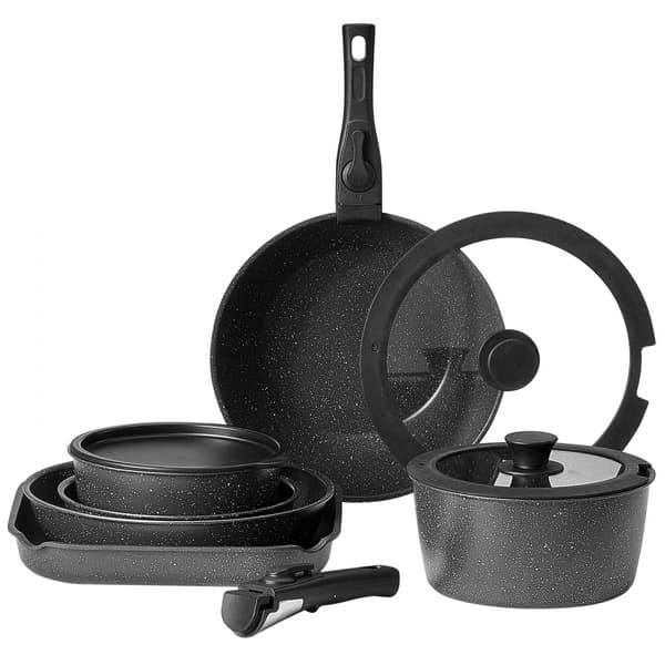 Granit Nonstick Köksredskap, 17-delade Grytor och Kastruller, Svart