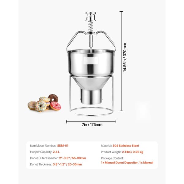 Dej-udlægger manuel, Doughnut Dropper Hopper Dispenser, rustfrit stål, kvalitetsdesign