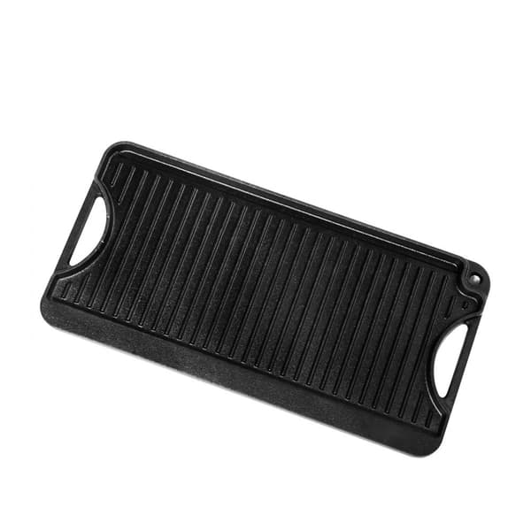 20x10 Grillipannu, Käännettävä, Valmiiksi Maustettu BBQ-Pannu, Valurauta, Musta