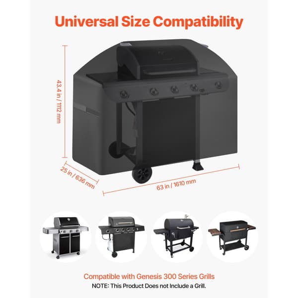 63 tums Grillskydd, Heavy Duty BBQ Gasgrillskydd, Utomhus, Vattentåligt, Slitstarkt Material