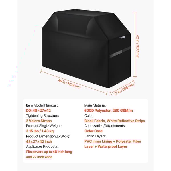 48 tommer Grill Cover, Heavy Duty BBQ Gas Grill Cover, Udendørs Vandtæt