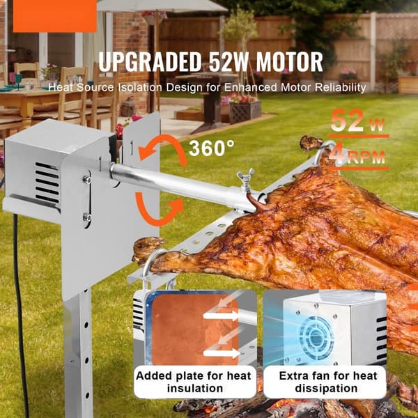 56 Sähkögrilli BBQ Rotisserie -sarja, Ruostumaton teräs, 132 lb sianlihalle ja lampaalle