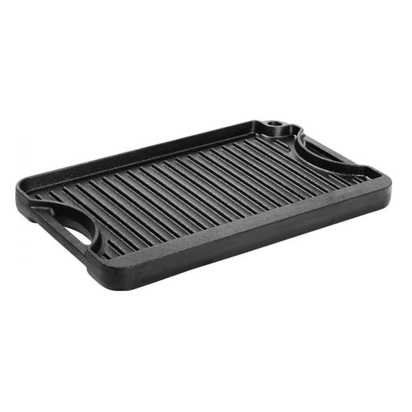 14x8,5 Kääntyvä Grillipannu, Esimaustettu BBQ-Pannu Valurauta, Musta, Erinomainen Lämmönjohtavuus