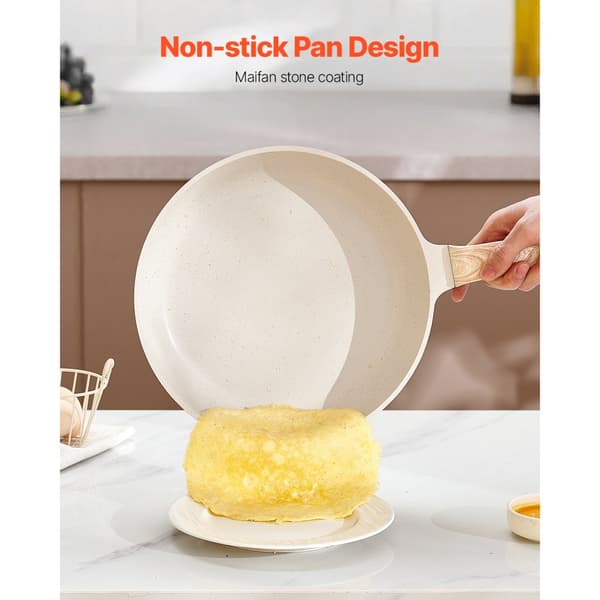 17-delade Köksredskap, Grytor och Kastruller, Granit Nonstick, Vit Färg
