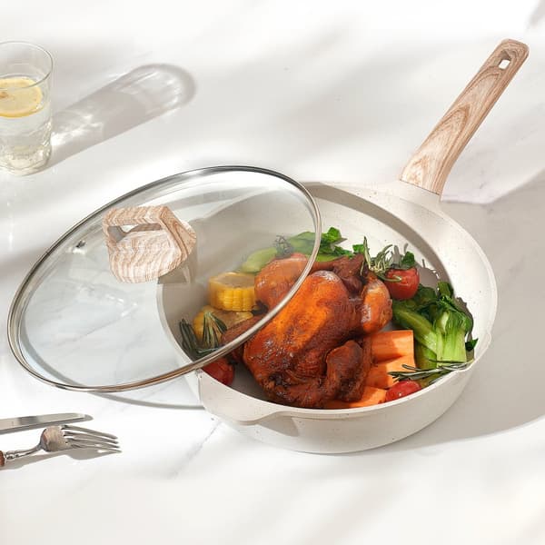 17-delade Köksredskap, Grytor och Kastruller, Granit Nonstick, Vit Färg