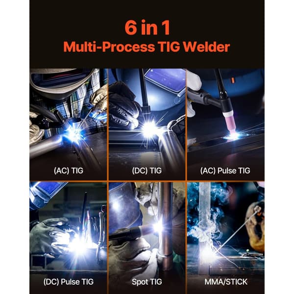 TIG-svetsmaskin 6-i-1, AC/DC, Pulspunkt MMA Stick, IGBT LED-teknik