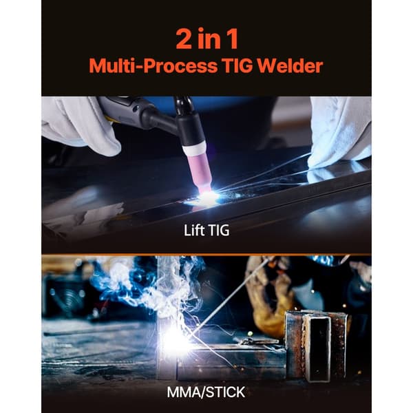 TIG Svejser 2-i-1, Lift MMA Stick Arc, IGBT Hot Start, LED-funktion
