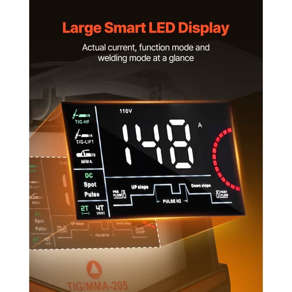 TIG Svejser 3-i-1, Pulse MMA Stick, IGBT Inverter LED, kraftfuld svejsning