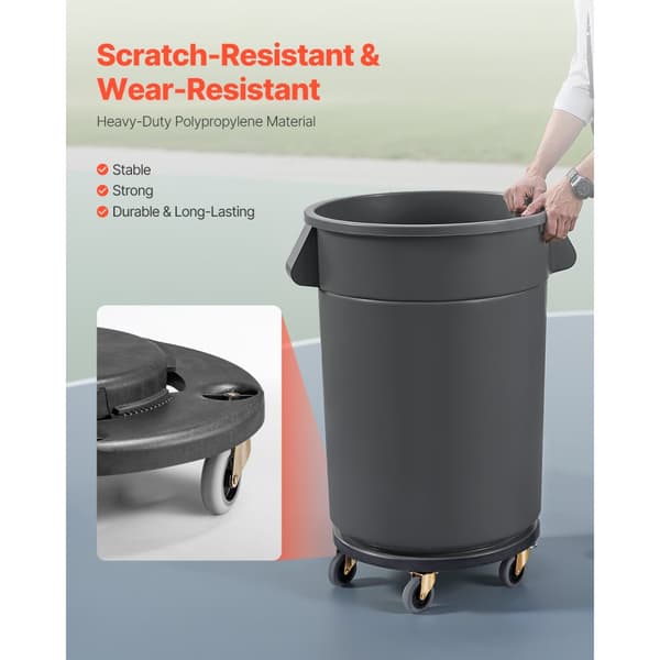 2-pack Rund Papperskorgs-Dolly, Passar 20, 32, 44, 55 Gal Sopbehållare, Robust och Lätt att Flytta