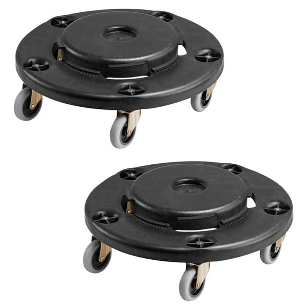 2-pack Rund Papperskorgs-Dolly, Passar 20, 32, 44, 55 Gal Sopbehållare, Robust och Lätt att Flytta