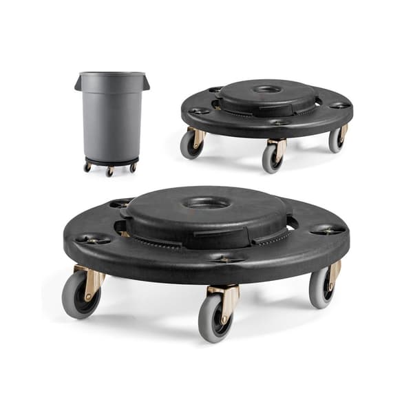 2-pack Rund Papperskorgs-Dolly, Passar 20, 32, 44, 55 Gal Sopbehållare, Robust och Lätt att Flytta