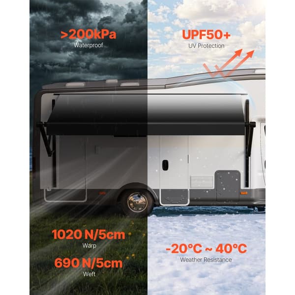 RV Ersättningsmarkis 10', Elektrisk Släpmarkis, Passar De Flesta DC12V Husbilar