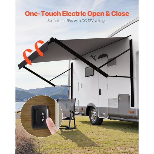 RV-Udskiftningsmarkise, 18', Elektrisk Trailermarkise, Kompatibel med de fleste DC12V-campingvogne