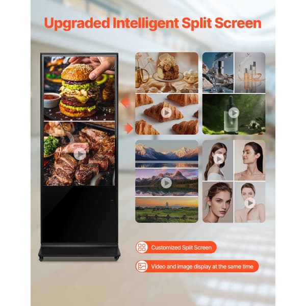 55 Digital Skyltningsskärm, Pekskärm 4K UHD LCD, Golvstående Kiosk, högupplöst bild, interaktiv användarupplevelse