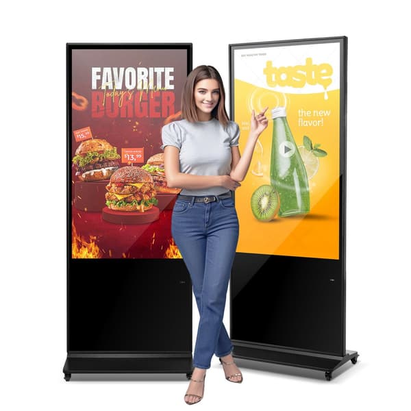55 Digital Skyltningsskärm, Pekskärm 4K UHD LCD, Golvstående Kiosk, högupplöst bild, interaktiv användarupplevelse