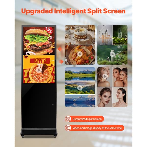 43 Digital Signage Display, Berøringsskærm, 2K UHD LCD, Gulvstående Kiosk, Høj Opløsning, Brugervenlig Interface