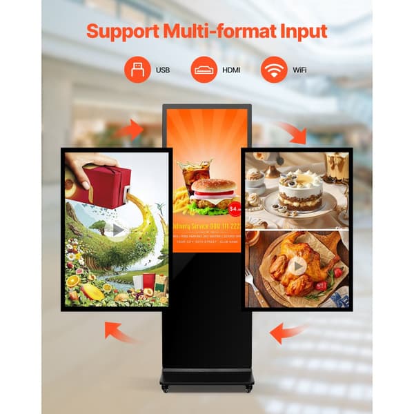 43 Digital Signage Display, Berøringsskærm, 2K UHD LCD, Gulvstående Kiosk, Høj Opløsning, Brugervenlig Interface