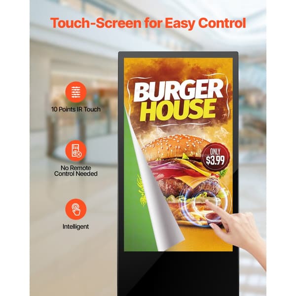 43 Digital Signage Display, Berøringsskærm, 2K UHD LCD, Gulvstående Kiosk, Høj Opløsning, Brugervenlig Interface